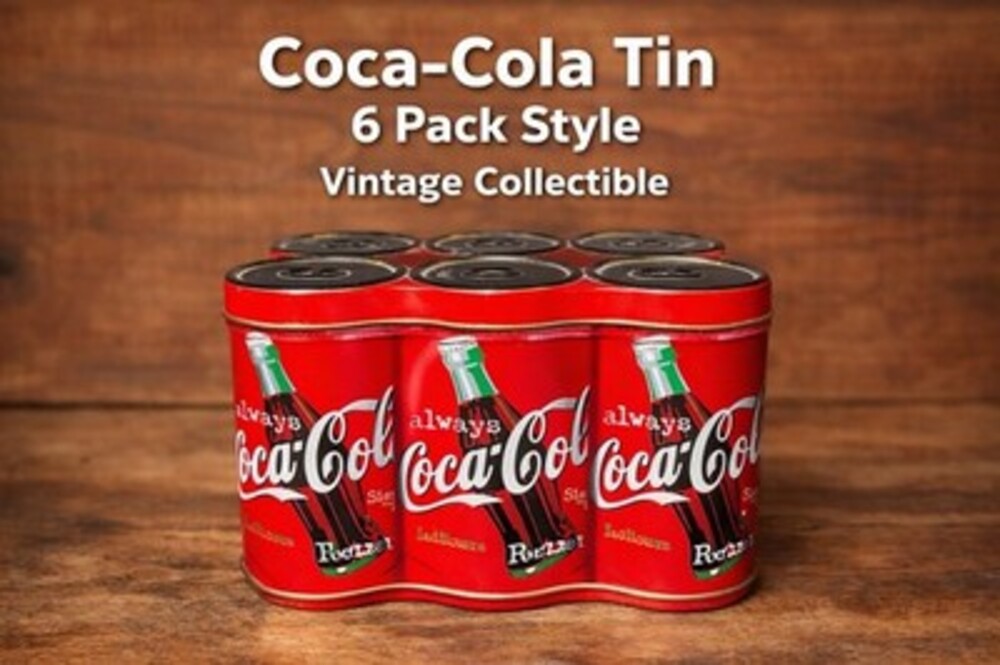 Vintage Coca Cola 6 Pack Tin Carrier Can Style Storage Coke Collectible